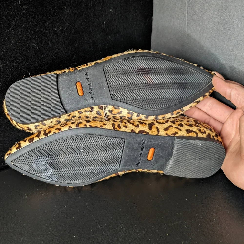 Hush Puppies NWOT 7 cheetah print genuine fur colorful tassel slip on loafers‎